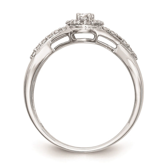 10K White Gold Halo (Holds 1/10 carat (2.8mm) Round Center) 1/5 carat Diamond Semi-Mount Engagement Ring