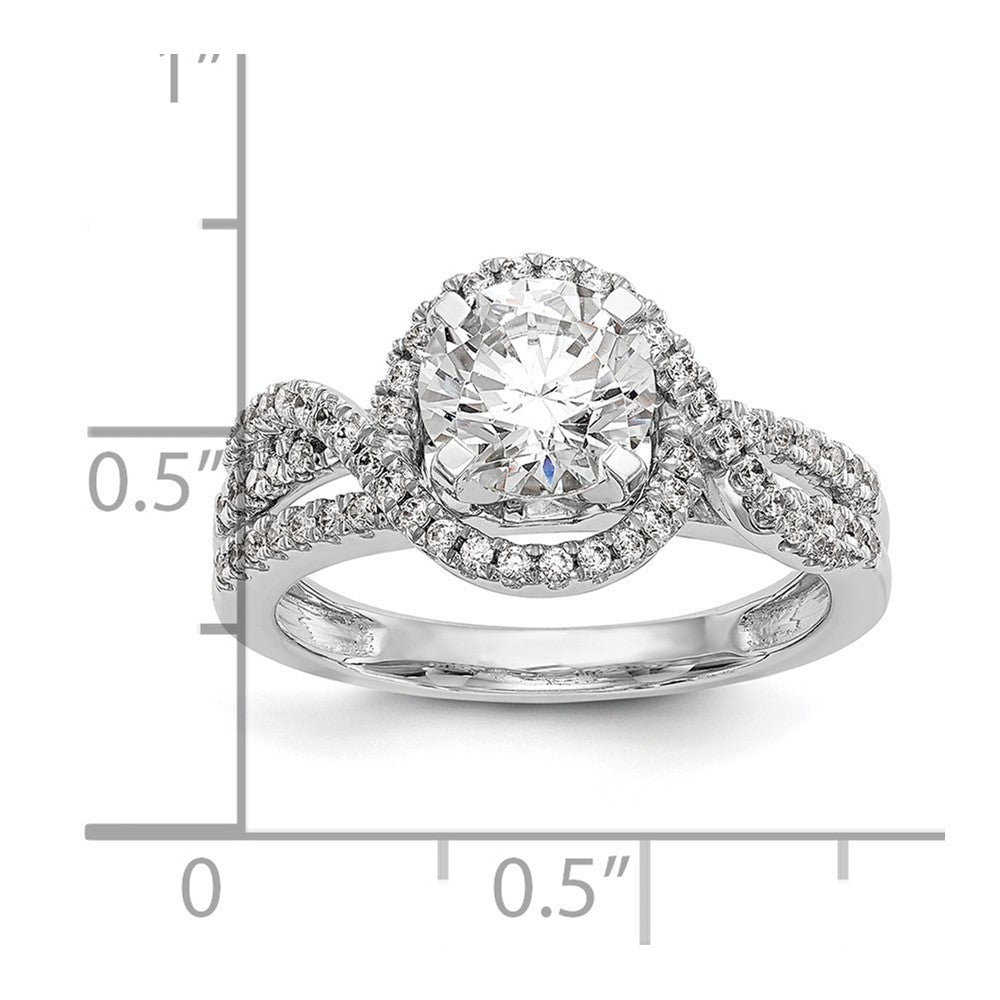 14K White Gold Halo Plus Peg Set 1/3 carat Diamond Semi-Mount Engagement Ring