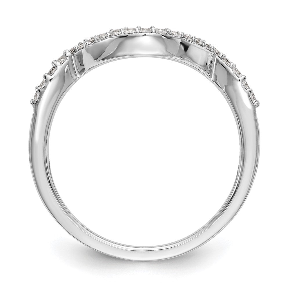 14k White Gold 1/6 carat Diamond Contoured Complete Wedding Band