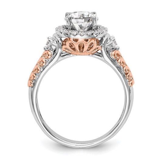 14K Two-tone Halo Plus Peg Set 1/4 carat Diamond Semi-Mount Engagement Ring