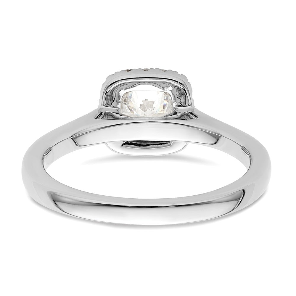 14K White Gold Halo (Holds 1/2 carat (5.2mm) Round Center) 1/6 carat Diamond Semi-Mount Engagement Ring