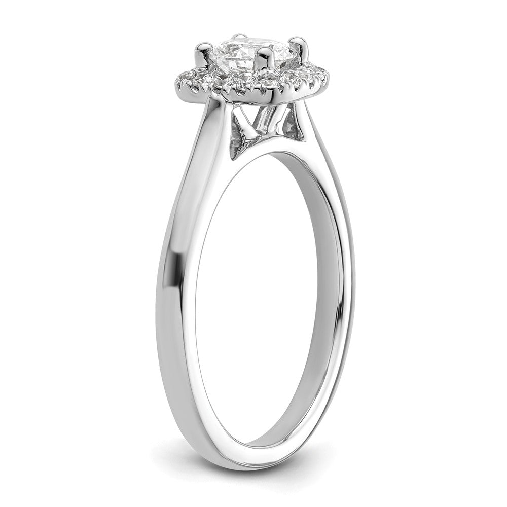 14K White Gold Halo (Holds 1/2 carat (5.2mm) Round Center) 1/6 carat Diamond Semi-Mount Engagement Ring