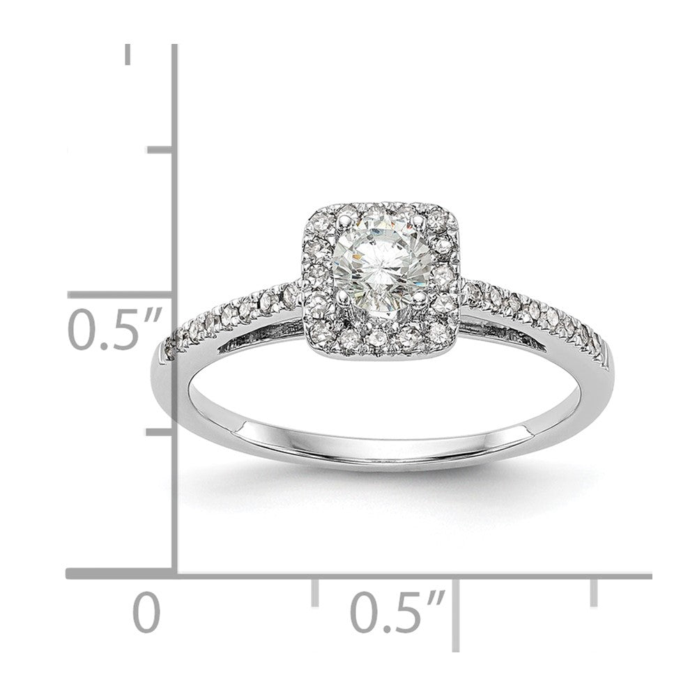 14K White Gold Halo Plus (Holds 1/3 carat (4.5mm) Round Center) 1/5 carat Diamond Semi-Mount Engagement Ring