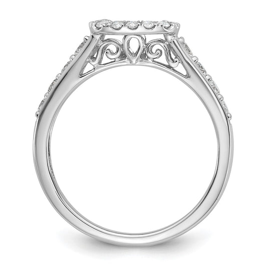 14k White Gold Halo Plus Peg Set 1/2 carat Diamond Semi-Mount Engagement Ring