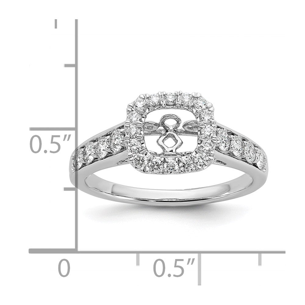 14k White Gold Halo Plus Peg Set 1/2 carat Diamond Semi-Mount Engagement Ring