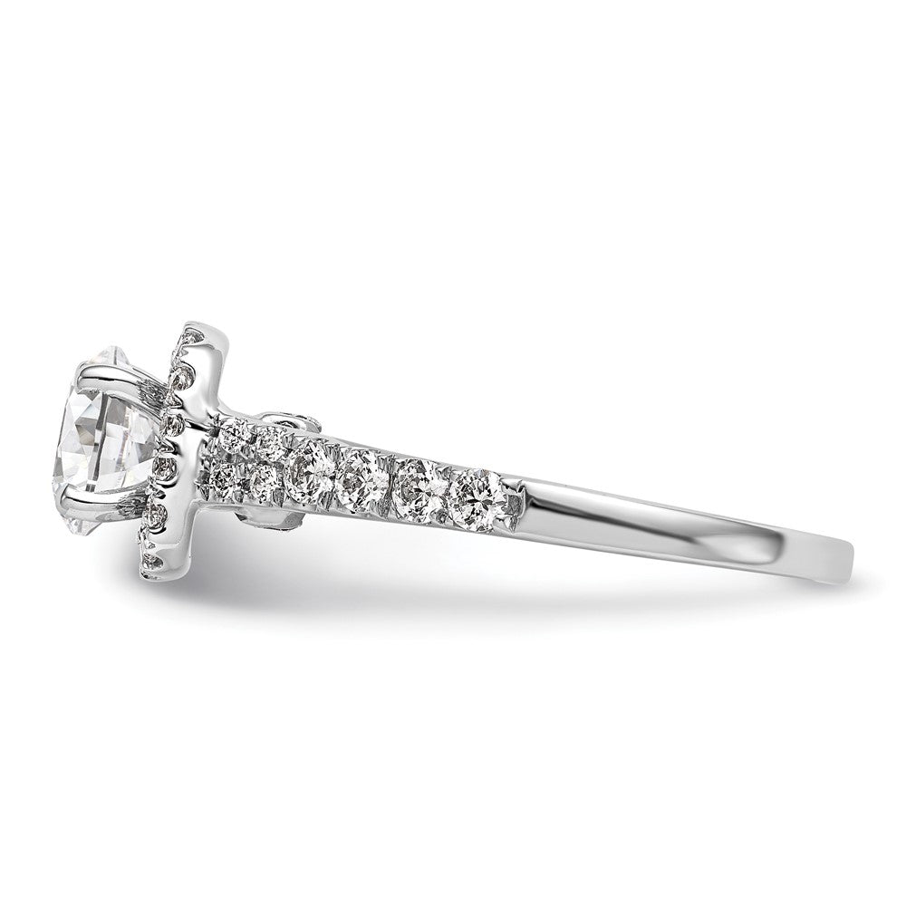 14k White Gold Halo Plus Peg Set 1/2 carat Diamond Semi-Mount Engagement Ring