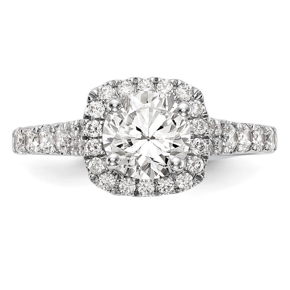 14k White Gold Halo Plus Peg Set 1/2 carat Diamond Semi-Mount Engagement Ring