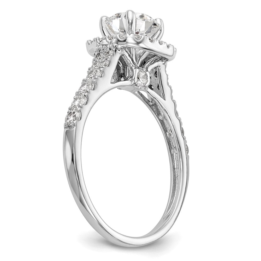 14k White Gold Halo Plus Peg Set 1/2 carat Diamond Semi-Mount Engagement Ring