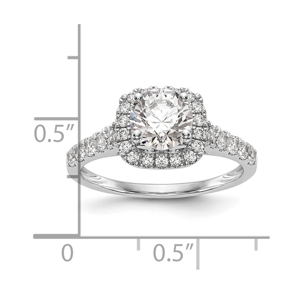 14k White Gold Halo Plus Peg Set 1/2 carat Diamond Semi-Mount Engagement Ring