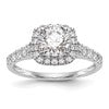14k White Gold Halo Plus Peg Set 1/2 carat Diamond Semi-Mount Engagement Ring