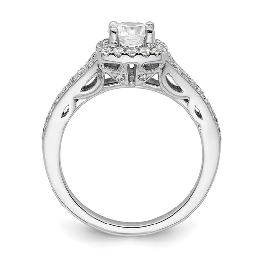 14k White Gold Halo Plus (Holds 3/4 carat (5.8mm) Round Center) 3/8 carat Diamond Semi-Mount Engagement Ring