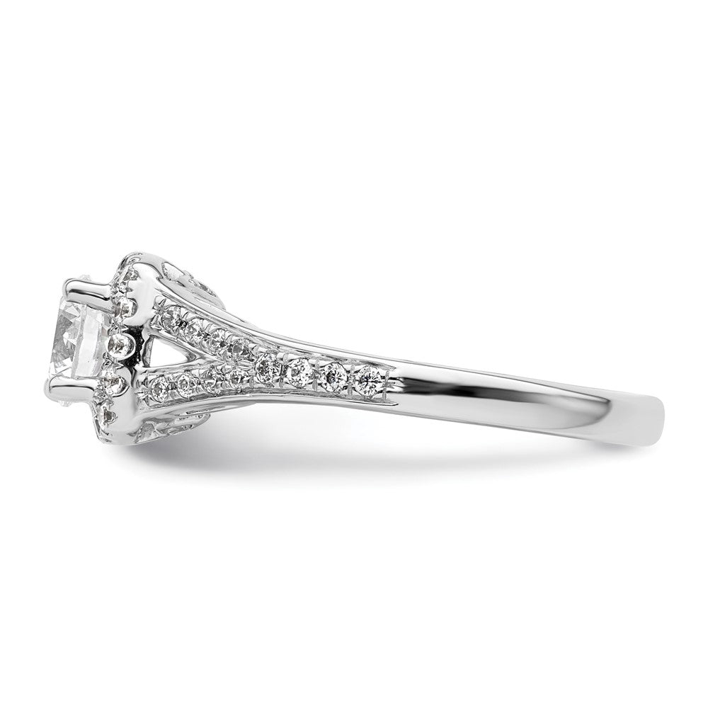 14k White Gold Halo Plus (Holds 3/4 carat (5.8mm) Round Center) 3/8 carat Diamond Semi-Mount Engagement Ring