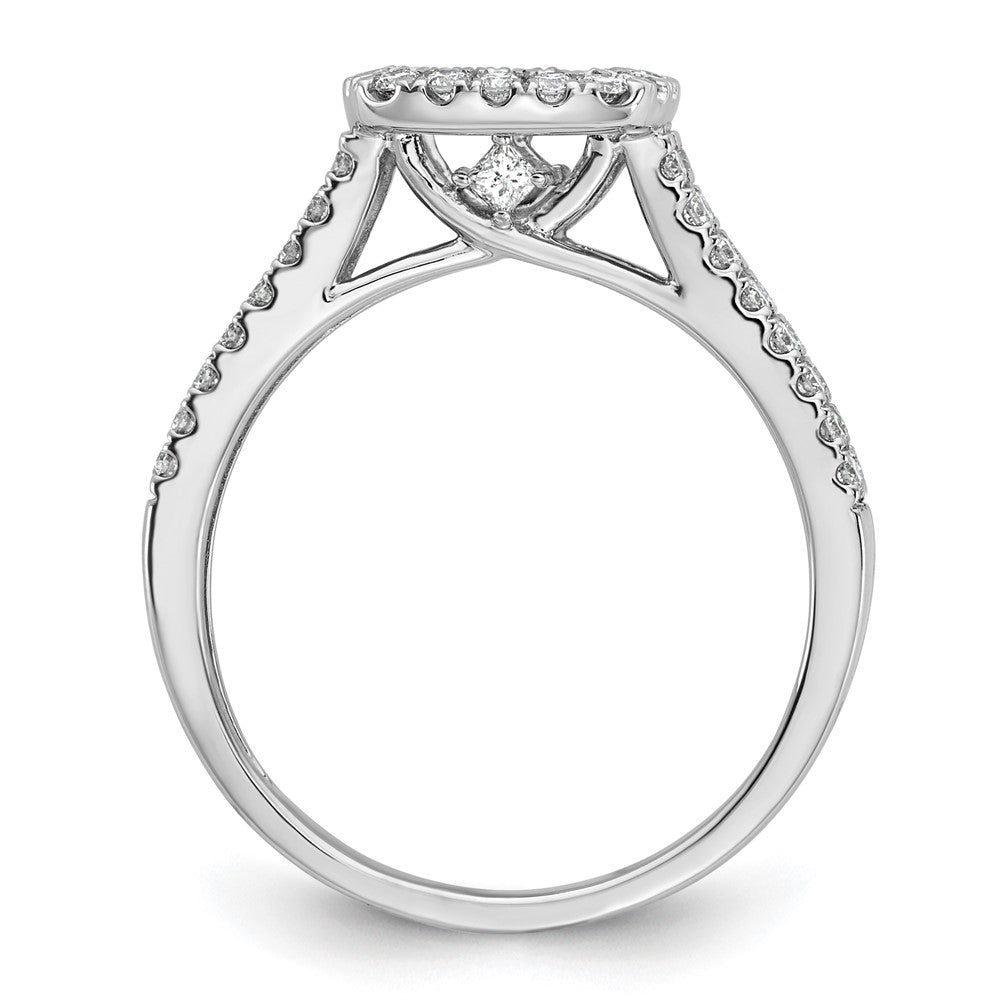 14k White Gold Halo Plus Peg Set 1/2 carat Diamond Semi-Mount Engagement Ring