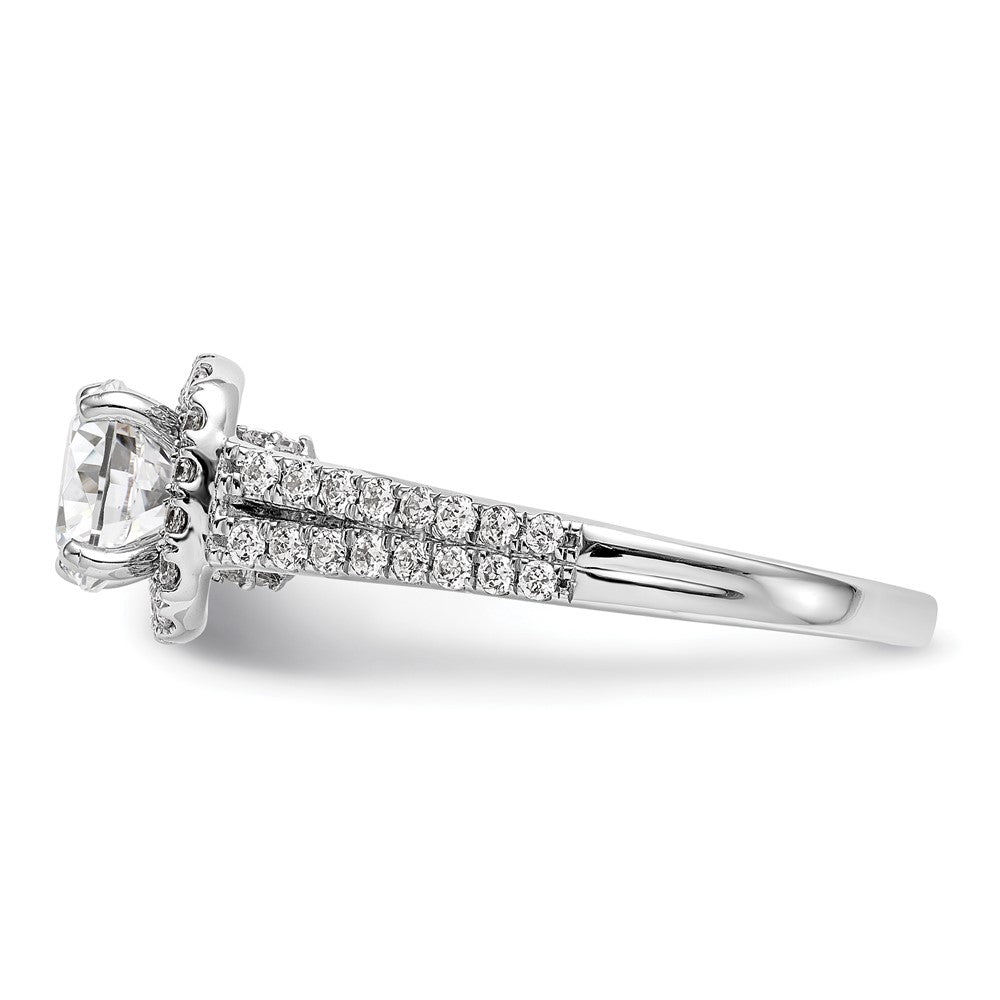 14k White Gold Halo Plus Peg Set 1/2 carat Diamond Semi-Mount Engagement Ring