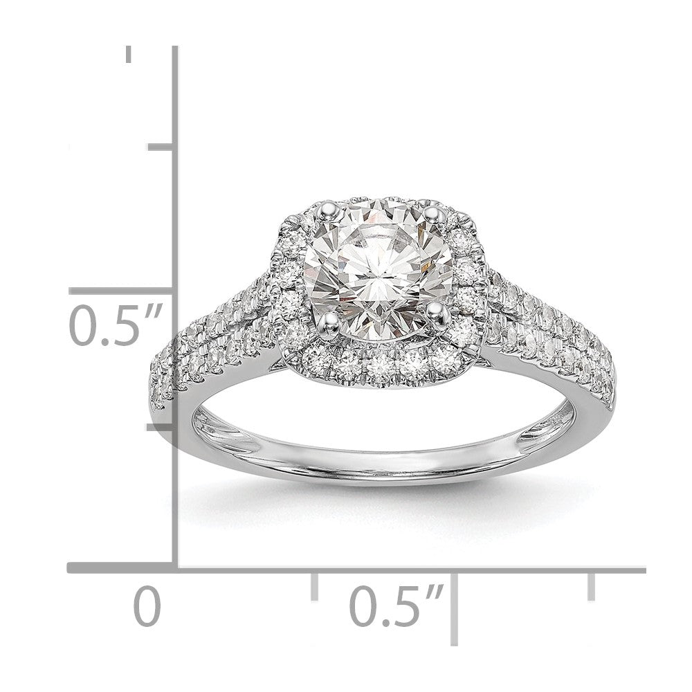 14k White Gold Halo Plus Peg Set 1/2 carat Diamond Semi-Mount Engagement Ring