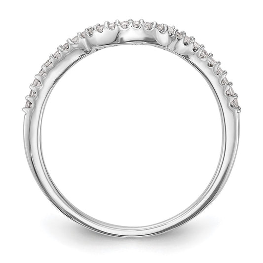 14K White Gold 1/8 carat Diamond Contoured Complete Wedding Band