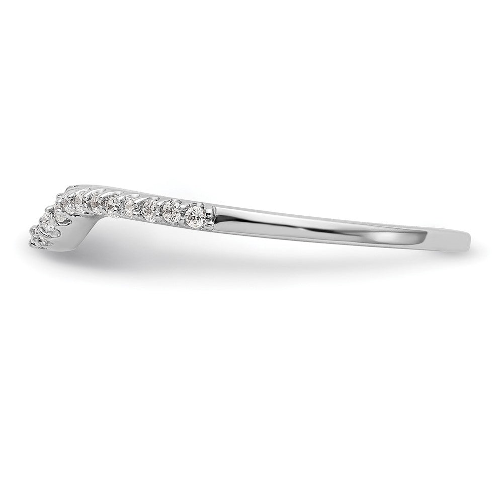 14K White Gold 1/8 carat Diamond Contoured Complete Wedding Band