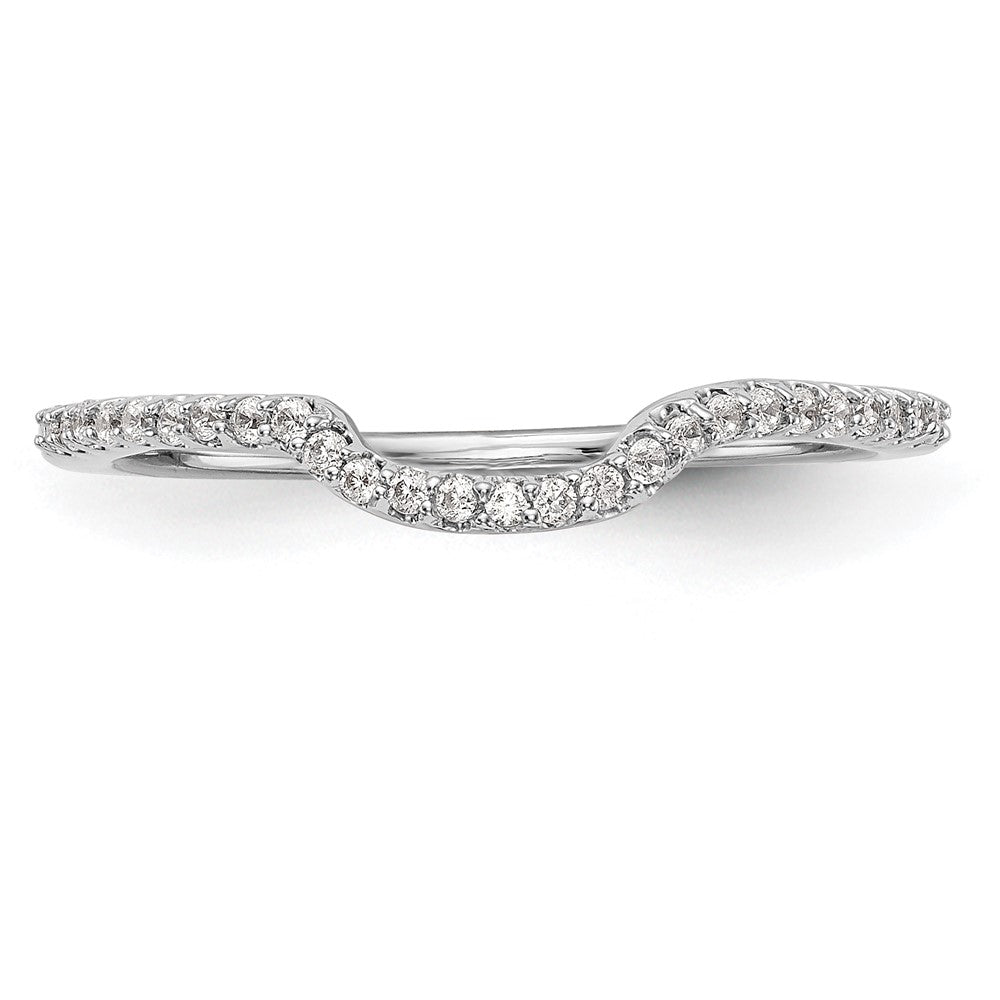 14K White Gold 1/8 carat Diamond Contoured Complete Wedding Band