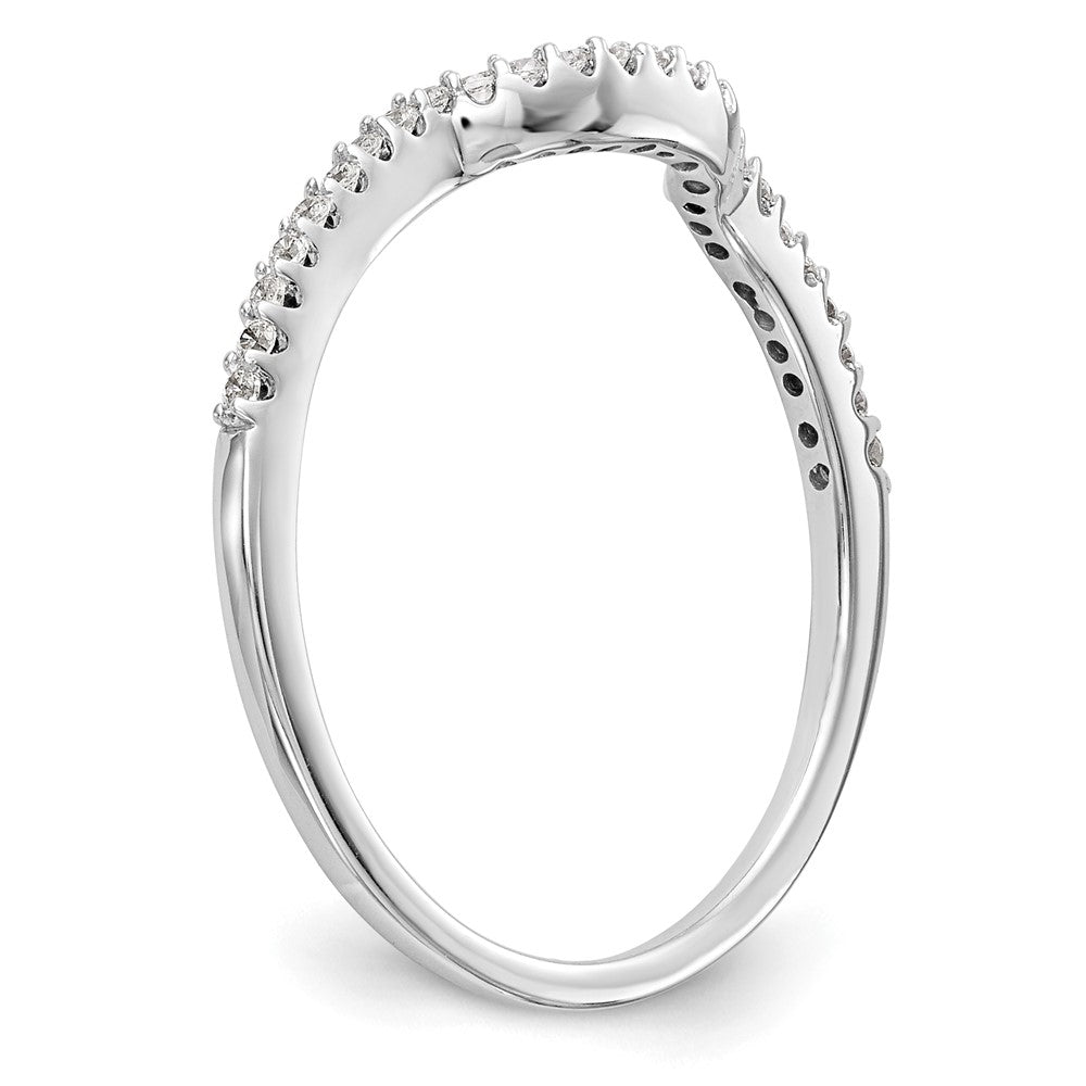 14K White Gold 1/8 carat Diamond Contoured Complete Wedding Band