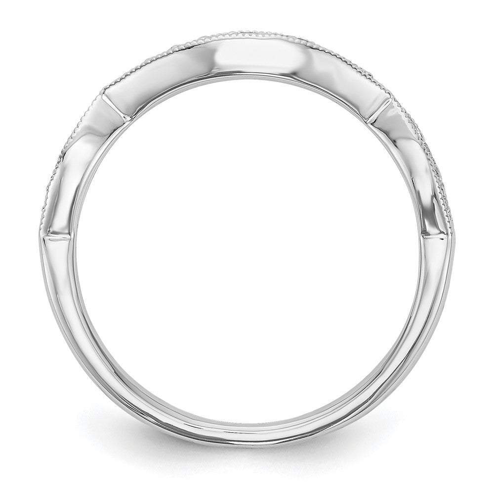 14K White Gold 1/6 carat Diamond Contoured Complete Wedding Band