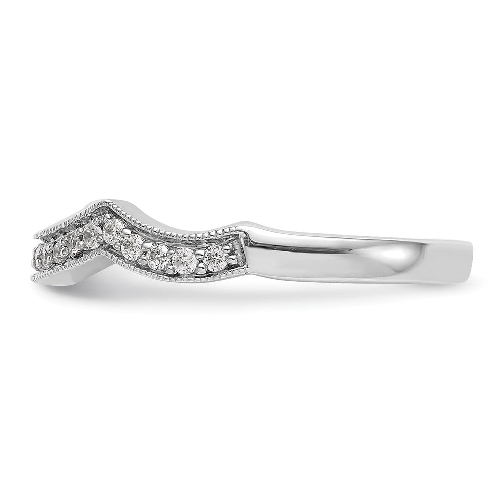 14K White Gold 1/6 carat Diamond Contoured Complete Wedding Band
