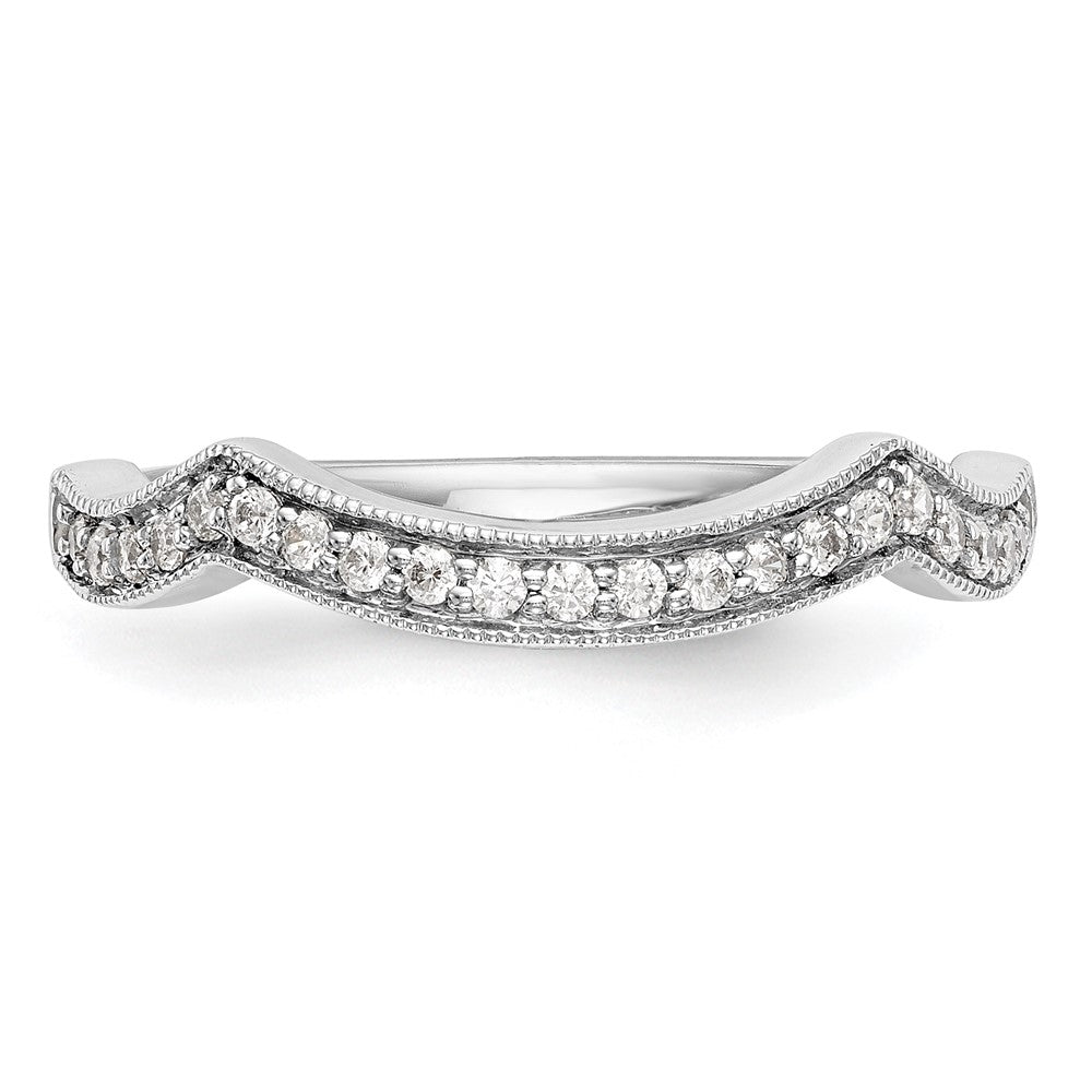 14K White Gold 1/6 carat Diamond Contoured Complete Wedding Band