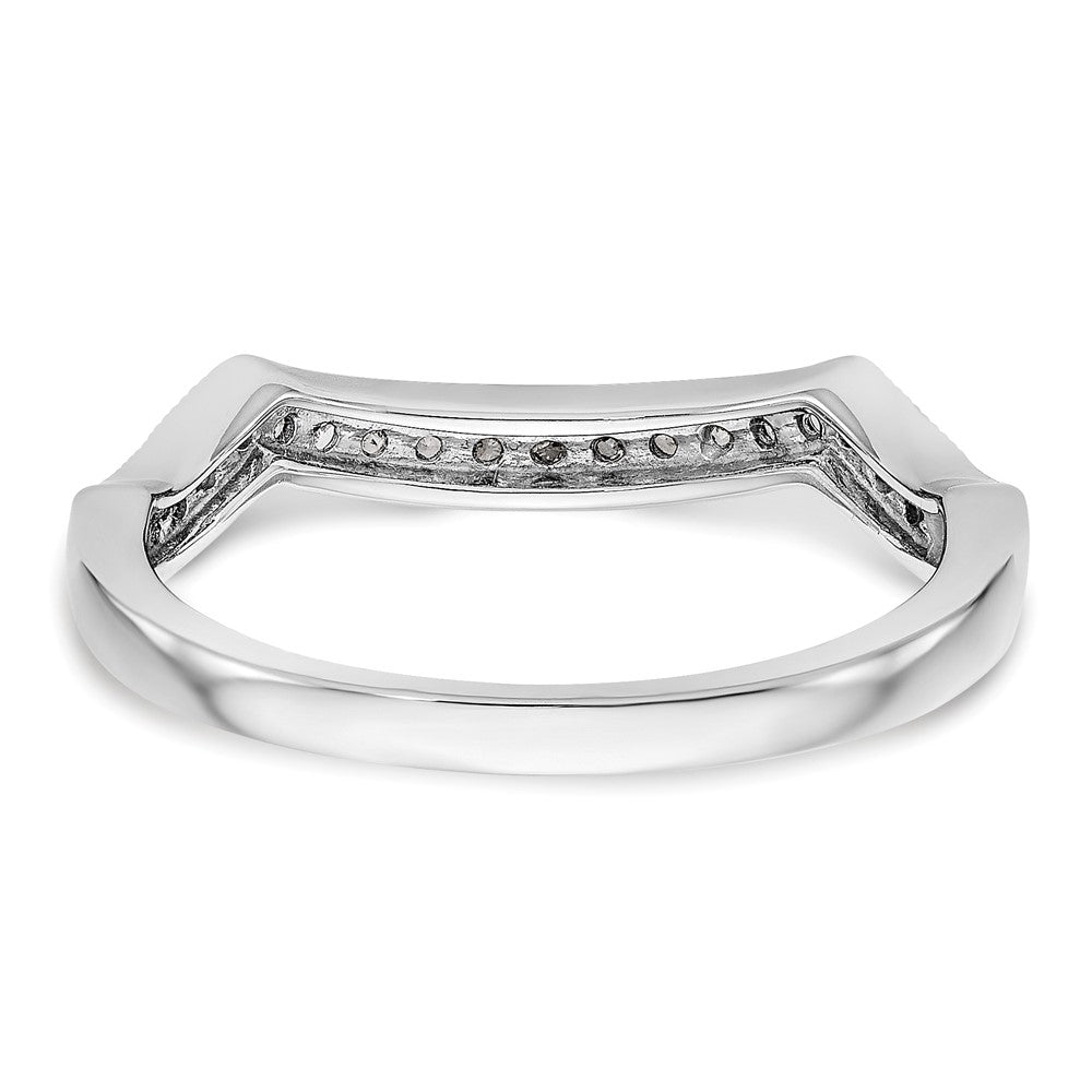 14K White Gold 1/6 carat Diamond Contoured Complete Wedding Band