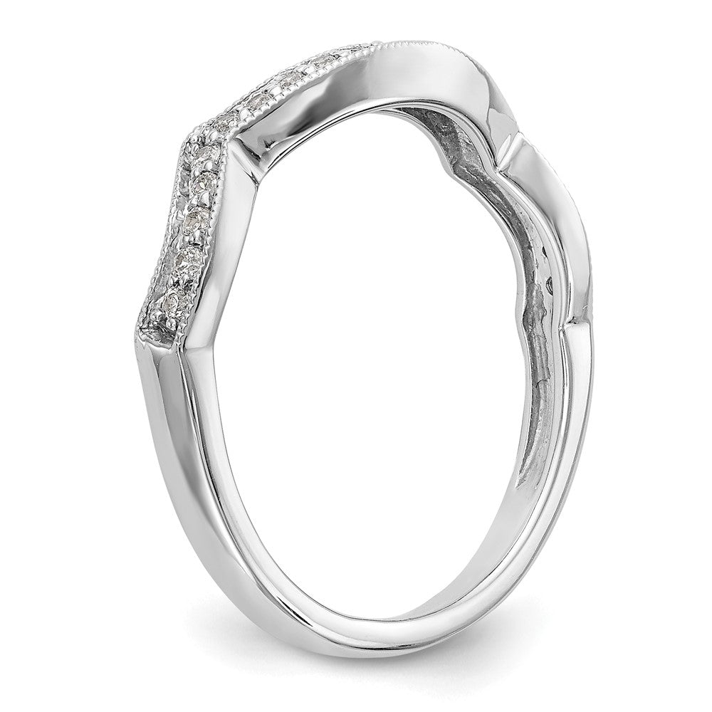 14K White Gold 1/6 carat Diamond Contoured Complete Wedding Band