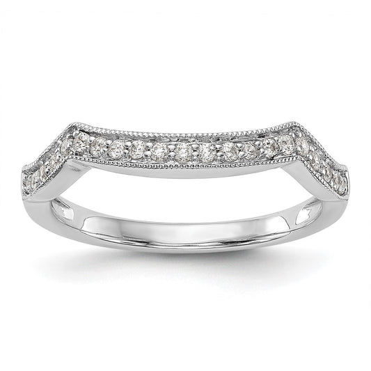 14K White Gold 1/6 carat Diamond Contoured Complete Wedding Band