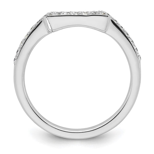 14K White Gold 1/5 carat Diamond Contoured Complete Wedding Band