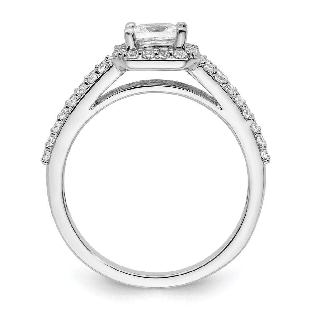 14K White Gold Halo Plus (Holds 1/2 carat (4.5mm) Princess Center) 1/2 carat Diamond Semi-Mount Engagement Ring