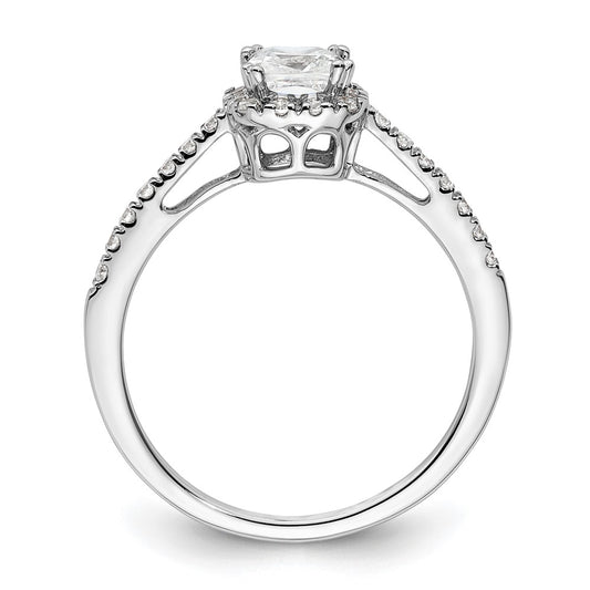 14k White Gold 1/4 carat Lab Grown Diamond VS/SI+ G+ 3/4 carat Center Cushion Semi Mount Engagement Ring