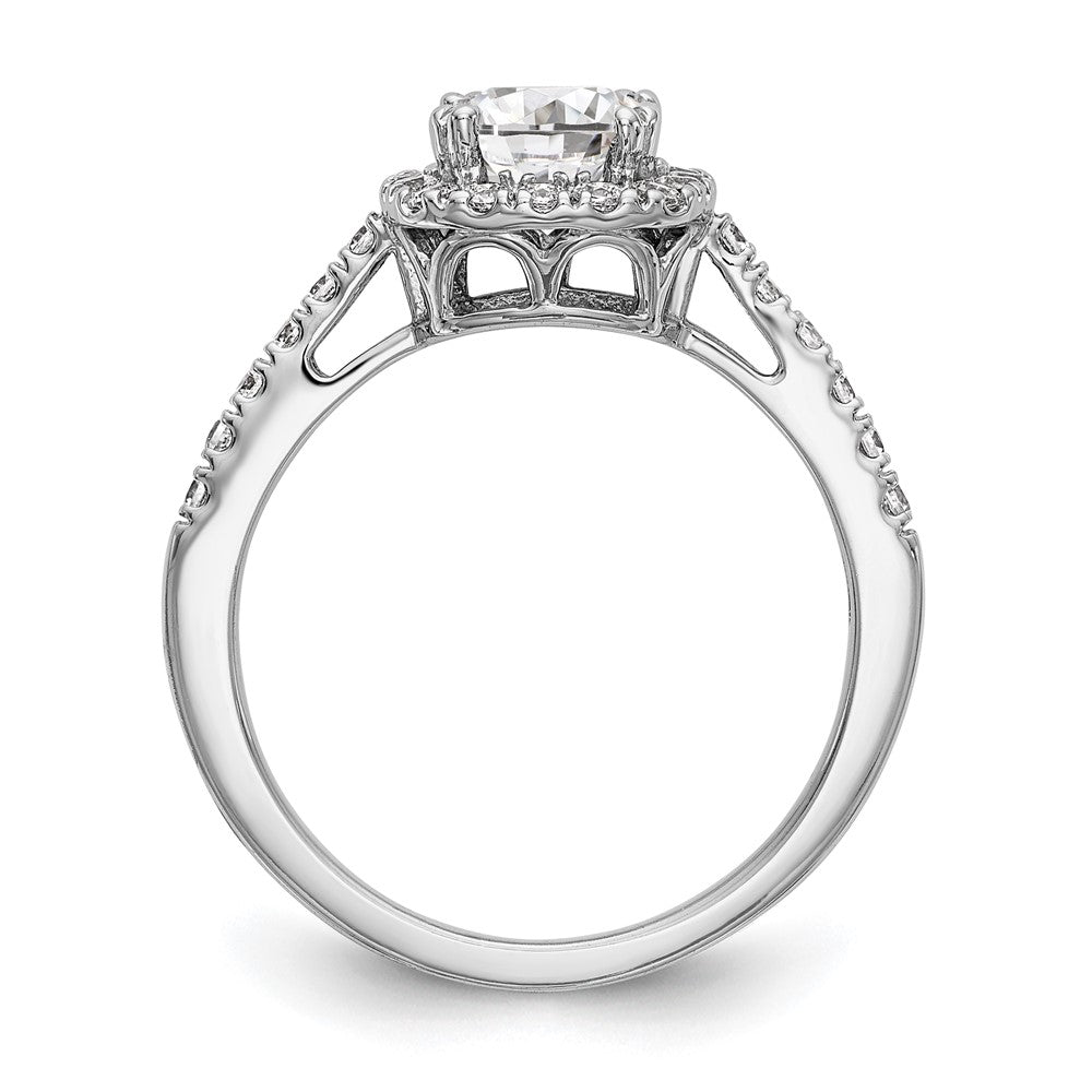 14K White Gold Halo Plus (Holds 1 carat (5.8mm) Cushion Center) 3/8 carat Diamond Semi-Mount Engagement Ring