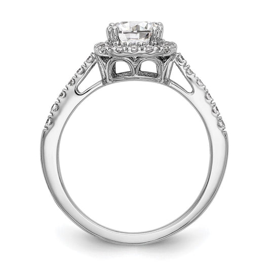 14K White Gold Halo Plus (Holds 1 carat (5.8mm) Cushion Center) 3/8 carat Diamond Semi-Mount Engagement Ring