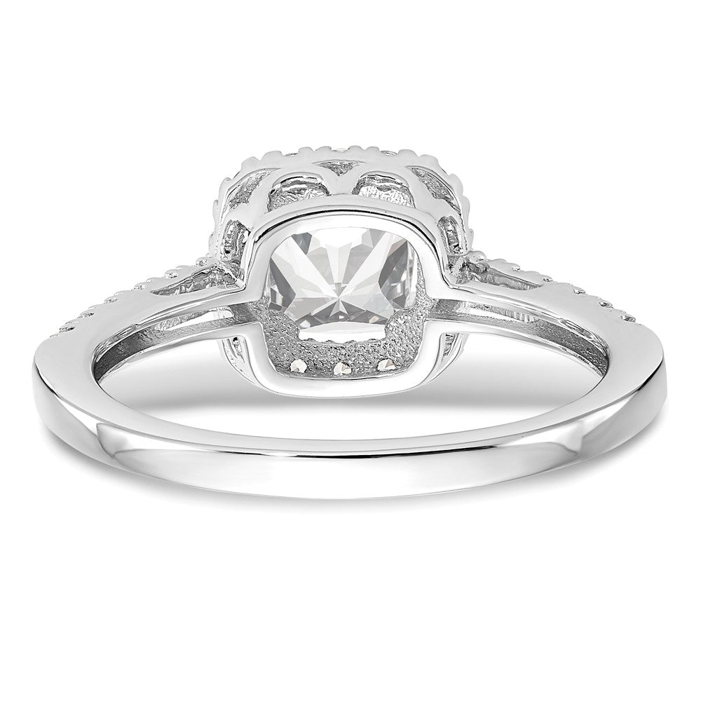 14K White Gold Halo Plus (Holds 1 carat (5.8mm) Cushion Center) 3/8 carat Diamond Semi-Mount Engagement Ring