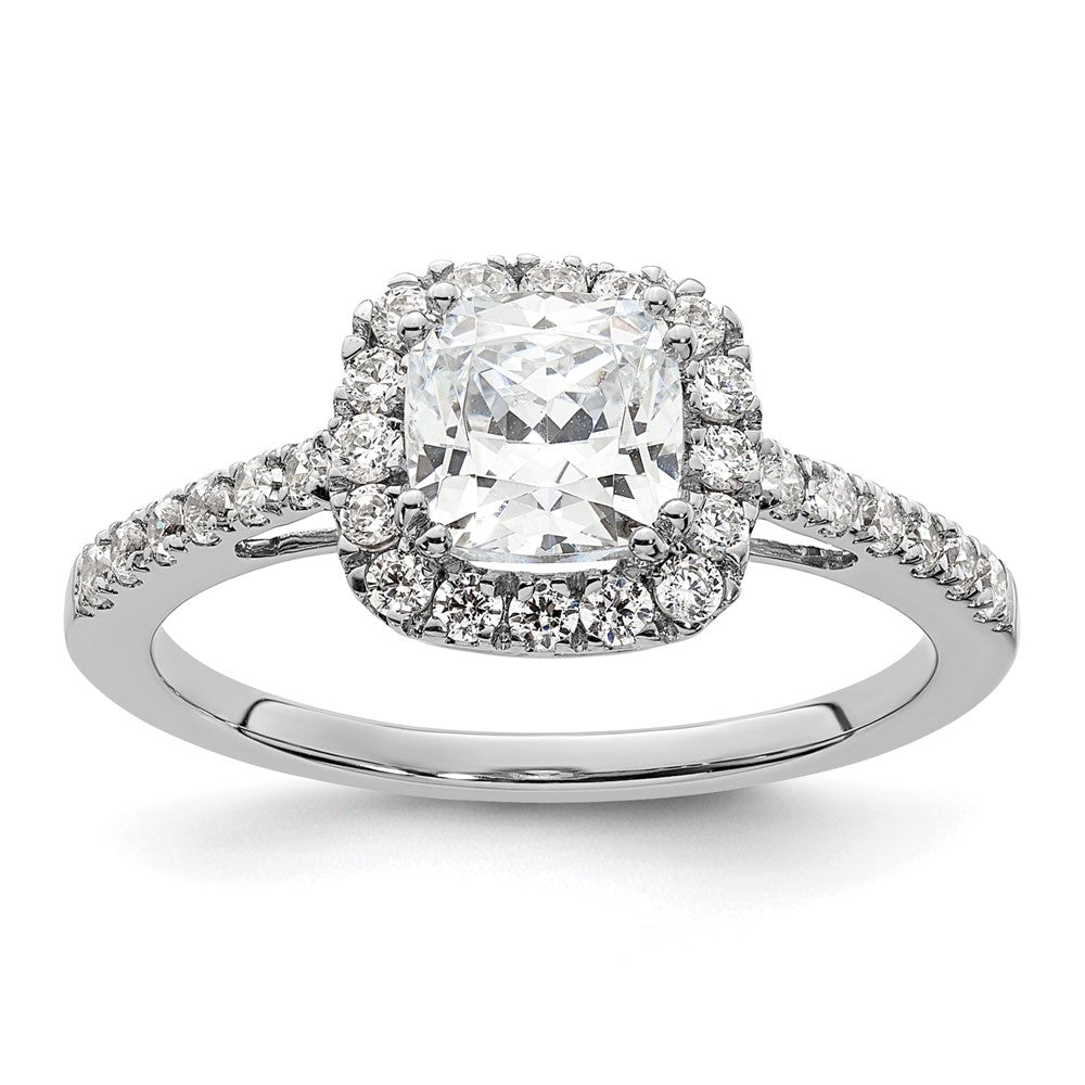 14K White Gold Halo Plus (Holds 1 carat (5.8mm) Cushion Center) 3/8 carat Diamond Semi-Mount Engagement Ring