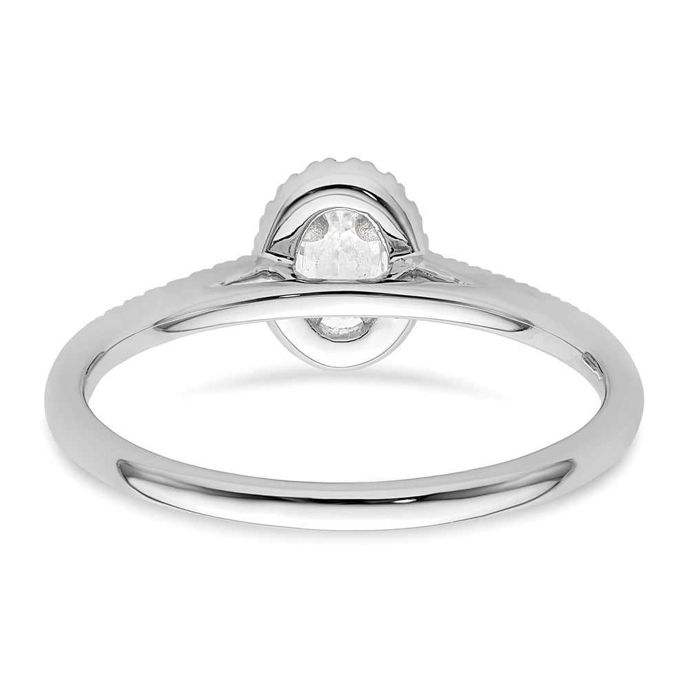 14K White Gold Halo Plus (Holds 1/4 carat (5.0x3.5mm) Oval Center) 1/6 carat Diamond Semi-Mount Engagement Ring