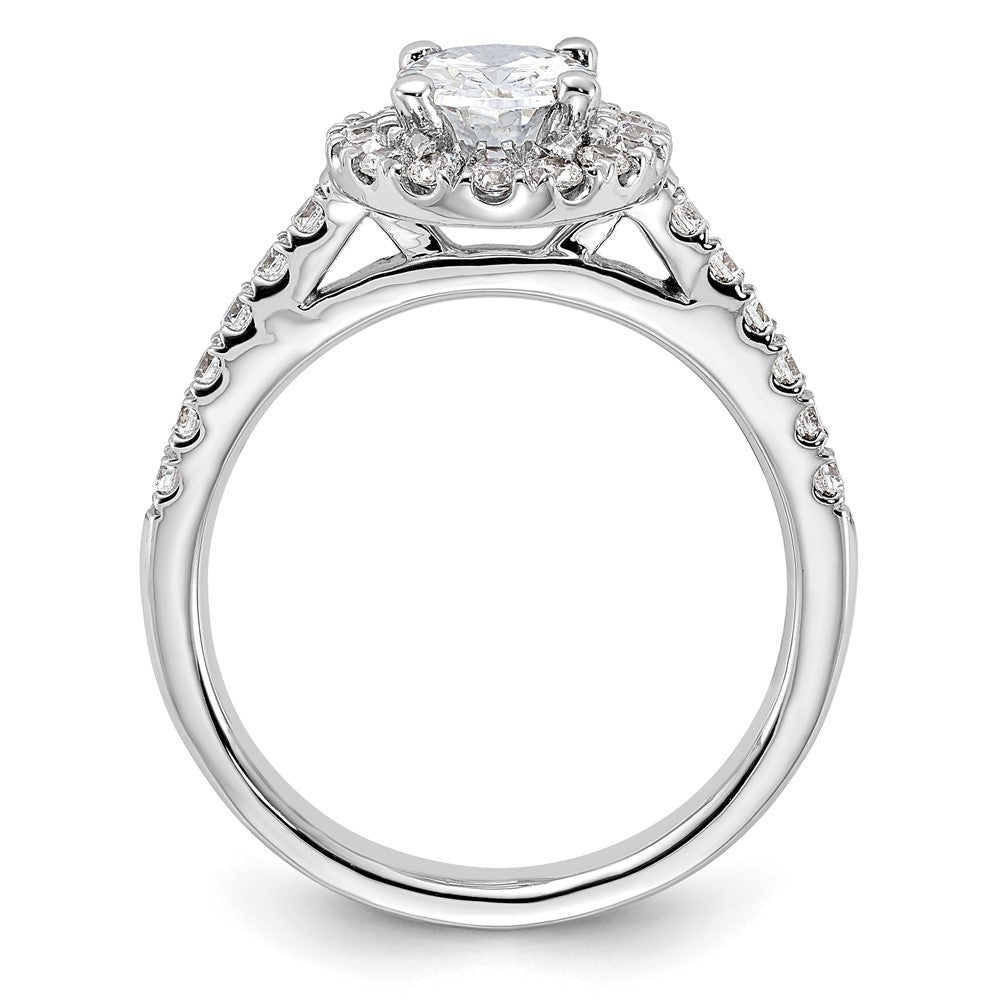 14K White Gold Halo Plus (Holds 1 carat (8.0x5.5mm) Oval Center) 1/2 carat Diamond Semi-Mount Engagement Ring