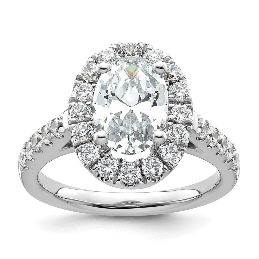 14K White Gold Halo Plus (Holds 2 carat (10.2x7.0mm) Oval Center) 7/8 carat Diamond Semi-Mount Engagement Ring
