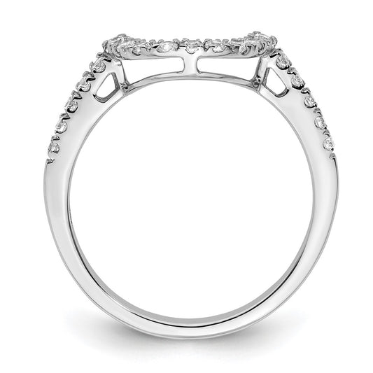 14K White Gold 1/4 carat Diamond Contoured Complete Wedding Band