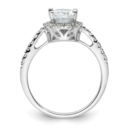 14K White Gold Halo Plus (Holds 1.5 carat (9x6mm) Oval Center) 3/8 carat Diamond Semi-Mount Engagement Ring