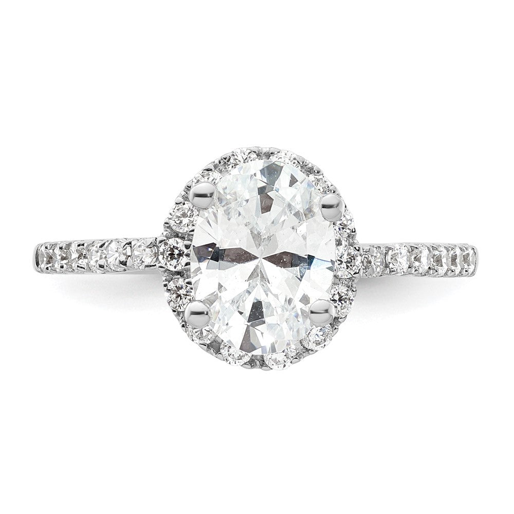 14K White Gold Halo Plus (Holds 1.5 carat (9x6mm) Oval Center) 3/8 carat Diamond Semi-Mount Engagement Ring