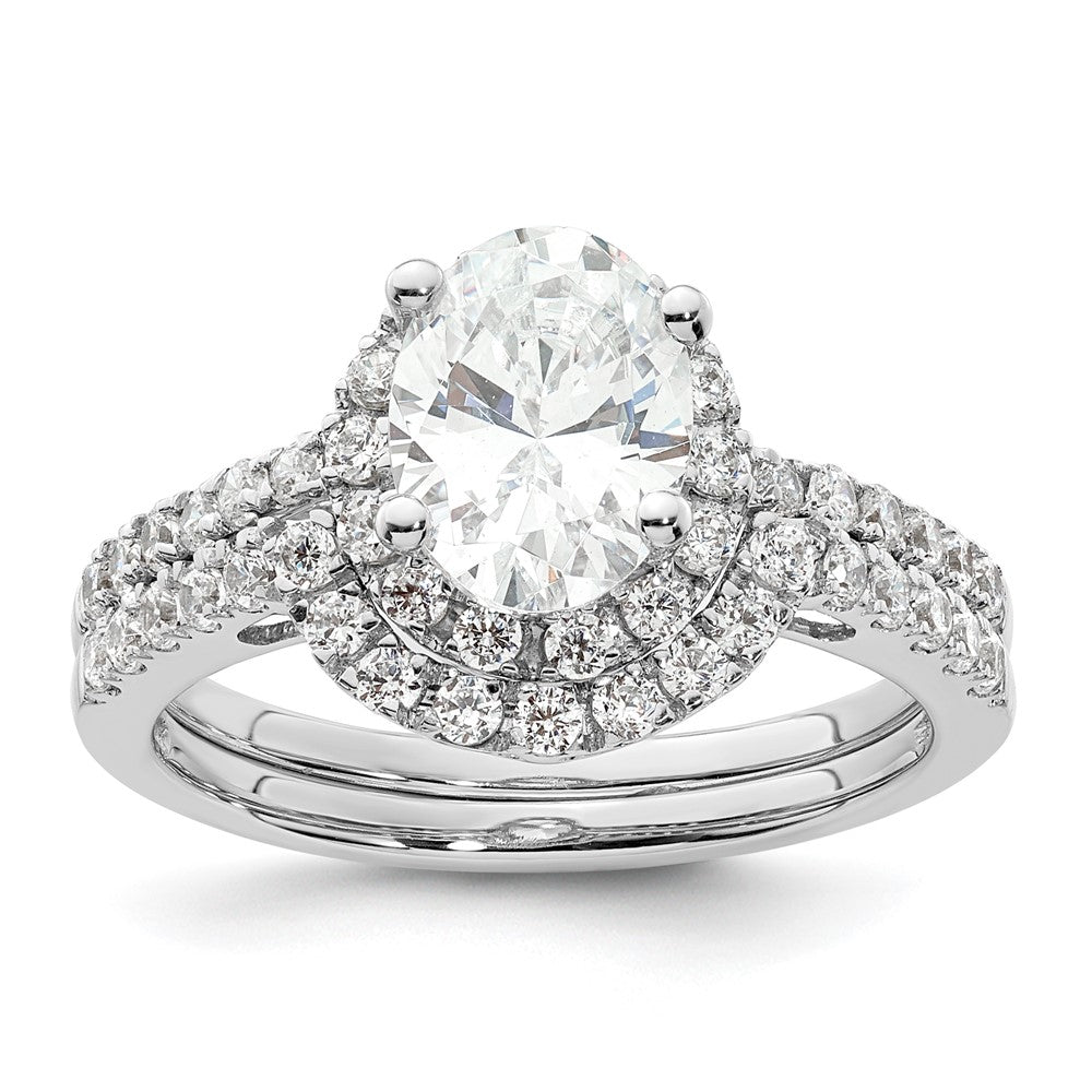 14K White Gold Halo Plus (Holds 1.5 carat (9x6mm) Oval Center) 3/8 carat Diamond Semi-Mount Engagement Ring