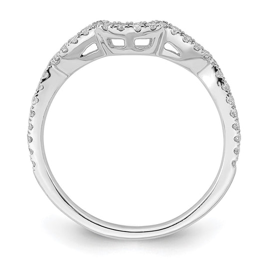14K White Gold 1/4 carat Diamond Contoured Complete Wedding Band