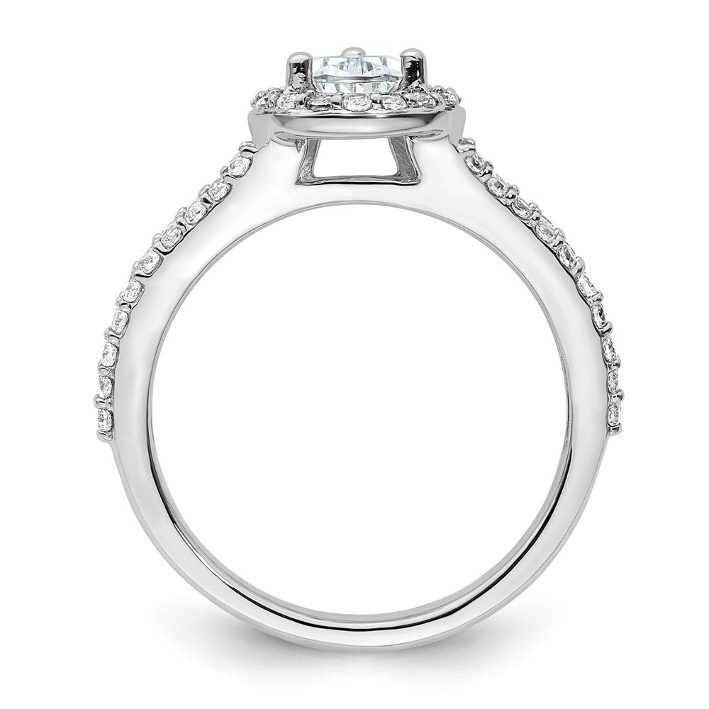 14K White Gold Halo Plus (Holds 3/4 carat (7x5mm) Pear Center) 5/8 carat Diamond Semi-Mount Engagement Ring