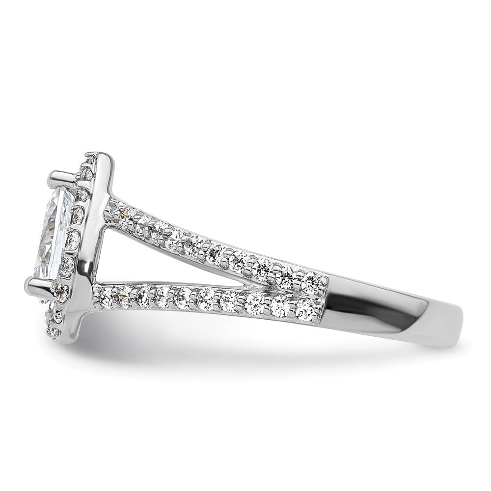 14K White Gold Halo Plus (Holds 3/4 carat (7x5mm) Pear Center) 5/8 carat Diamond Semi-Mount Engagement Ring