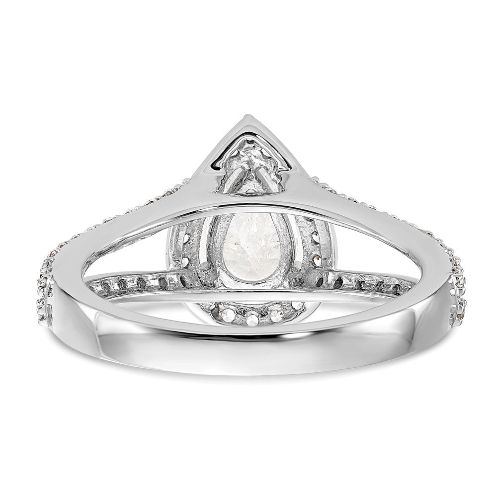 14K White Gold Halo Plus (Holds 1 carat (8x5mm) Pear Center) 5/8 carat Diamond Semi-Mount Engagement Ring