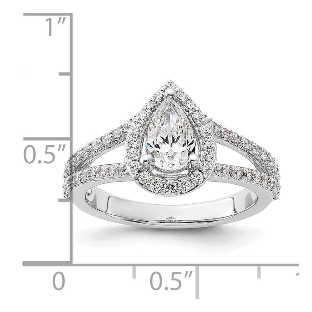 14K White Gold Halo Plus (Holds 1 carat (8x5mm) Pear Center) 5/8 carat Diamond Semi-Mount Engagement Ring