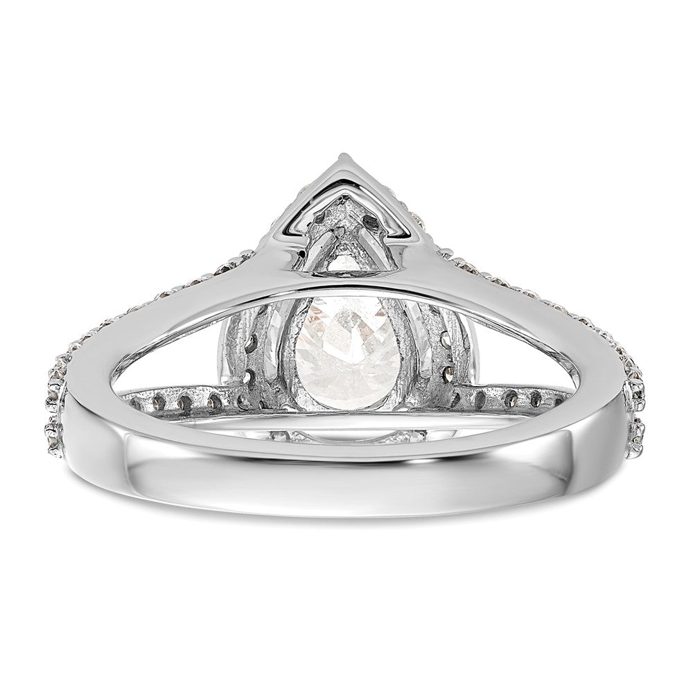 True Origin 14K White Gold 5/8 carat Lab Grown Diamond VS+ F+ Semi-Mount Pear Halo Engagement Ring