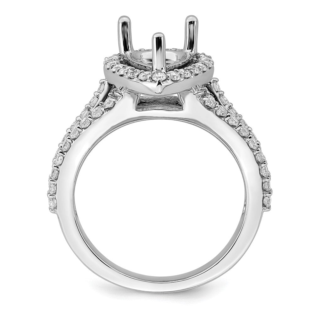 True Origin 14K White Gold 5/8 carat Lab Grown Diamond VS+ F+ Semi-Mount Pear Halo Engagement Ring